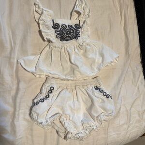 Habitual White and Black Embroidered Baby Outfit​